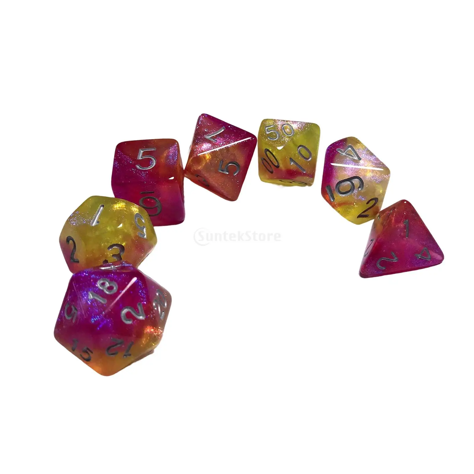Polyhedral Dices Set Rainbow Colors Mulit-Sided Dices D4 D6 D8 D10 D12 D20 Board Game Acces for Rple Playing Table Games 7Pieces