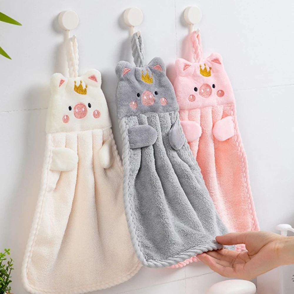 

Korean Style Wall Mounted Quick-drying Hanging Soft Children Fabric Absorbent Microfiber Hand Towel Cartoon Hand Dry Towel