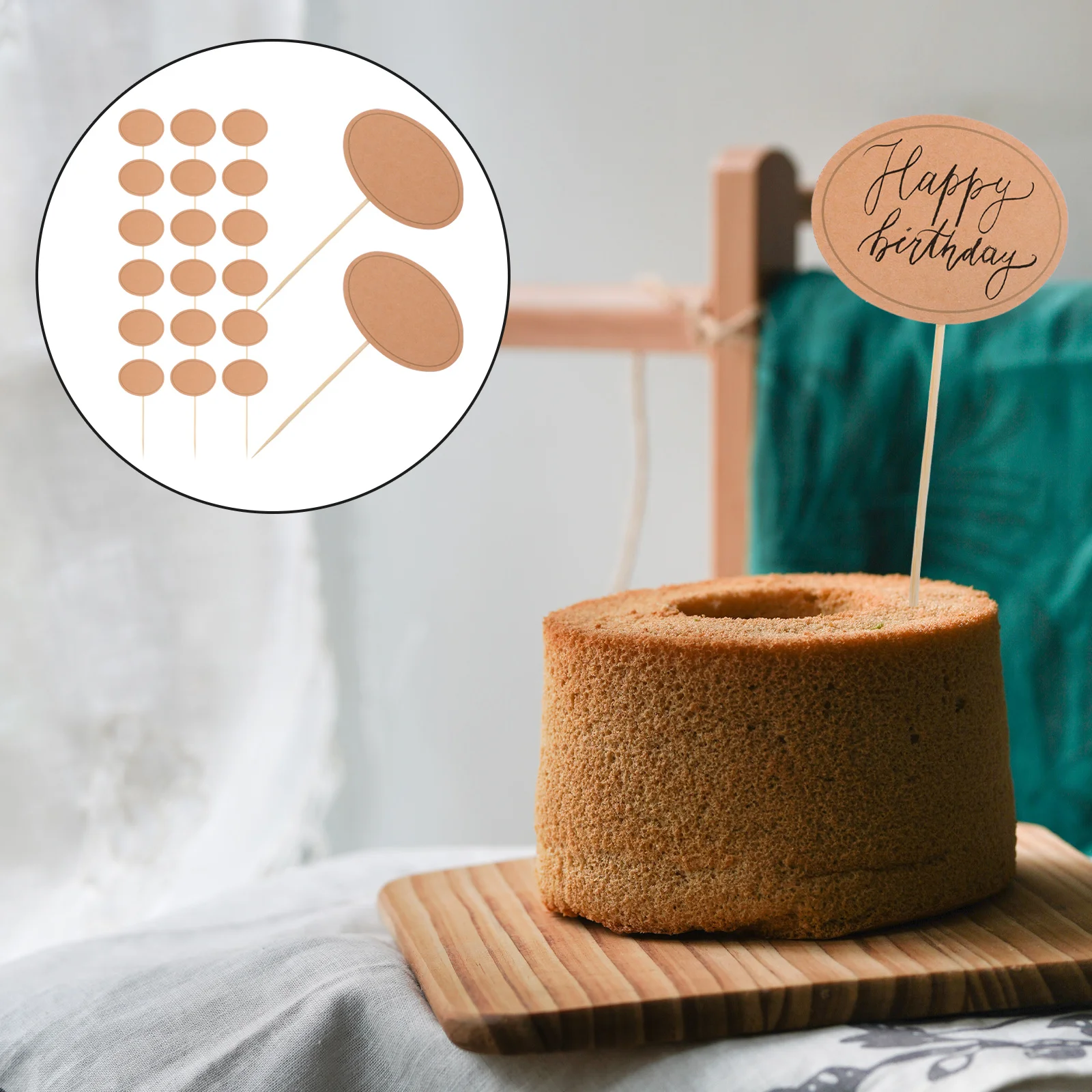 24 Pcs Label Insert Labels Stickers Price Cheese Markers Light Brown Wood Party Supplies