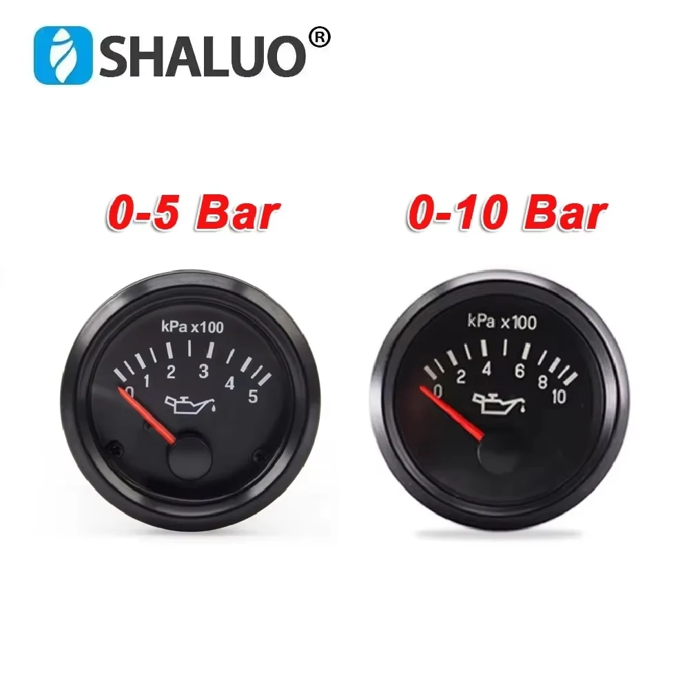 Diesel Engine Oil Pressure Gauge 0-5 Bar 0-10 Bar 52mm Meter for Generator Parts 0-500kPa 10-184Ω 12V 24V