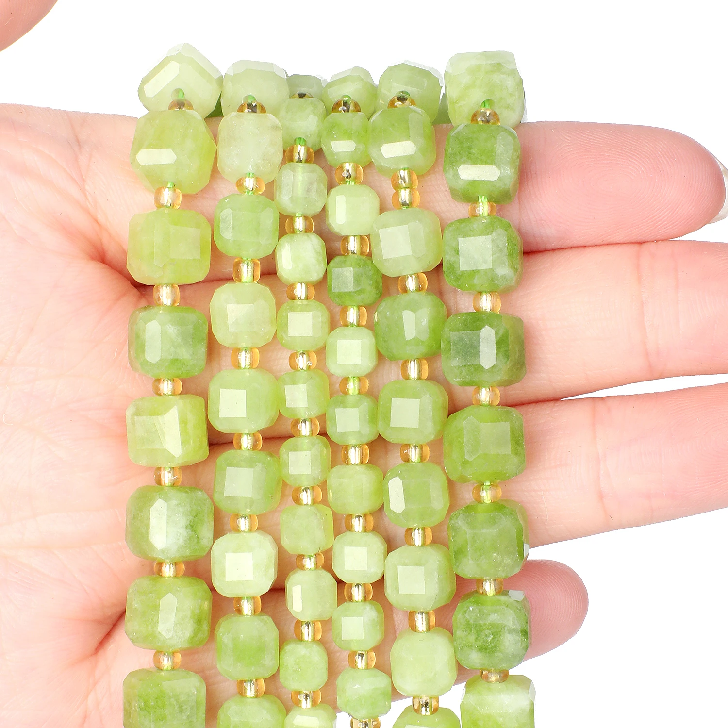 Großhandel Olivin Jade Stein Perlen Facettierte Quadratische Würfel Perlen für Schmuck Machen Diy Armband Perlen Zubehör
