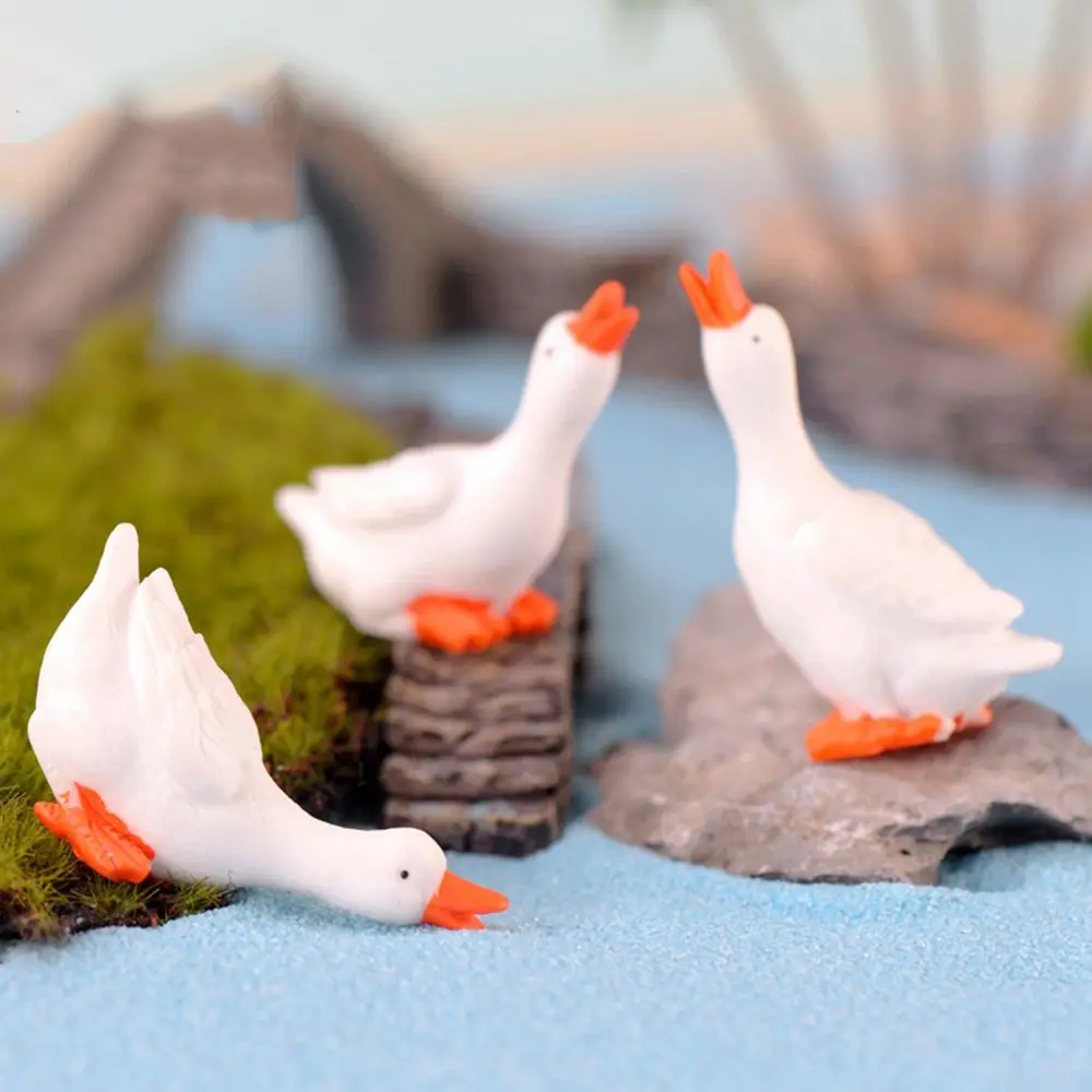 Cute Kawaii Swan Parent-child Gift Accessories Home Decoration Desk Pot Craft Bonsai Ornament Miniatures Goose Figurine