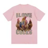 I Love Cocks Funny Roosters Meme T-shirt Chicken Enthusiast Short Sleeve T-shirt Women's Extra Large T-shirt Street Clothing 4