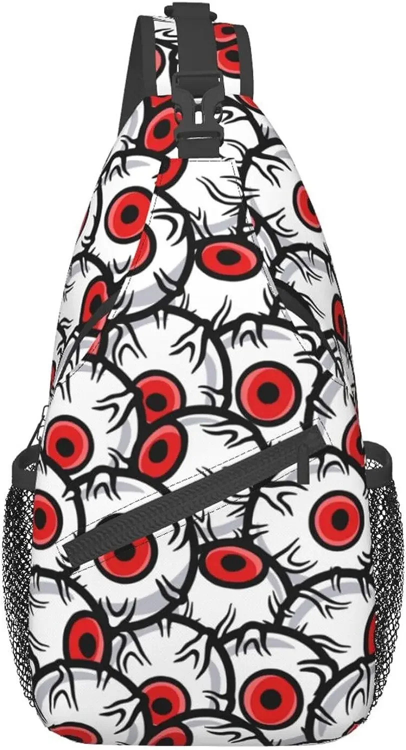 

Horror Eyes Halloween Sling Bag for Women Men Adjustable Crossbody Backpack Casual Daypacks Chest Bag Polyester Casual