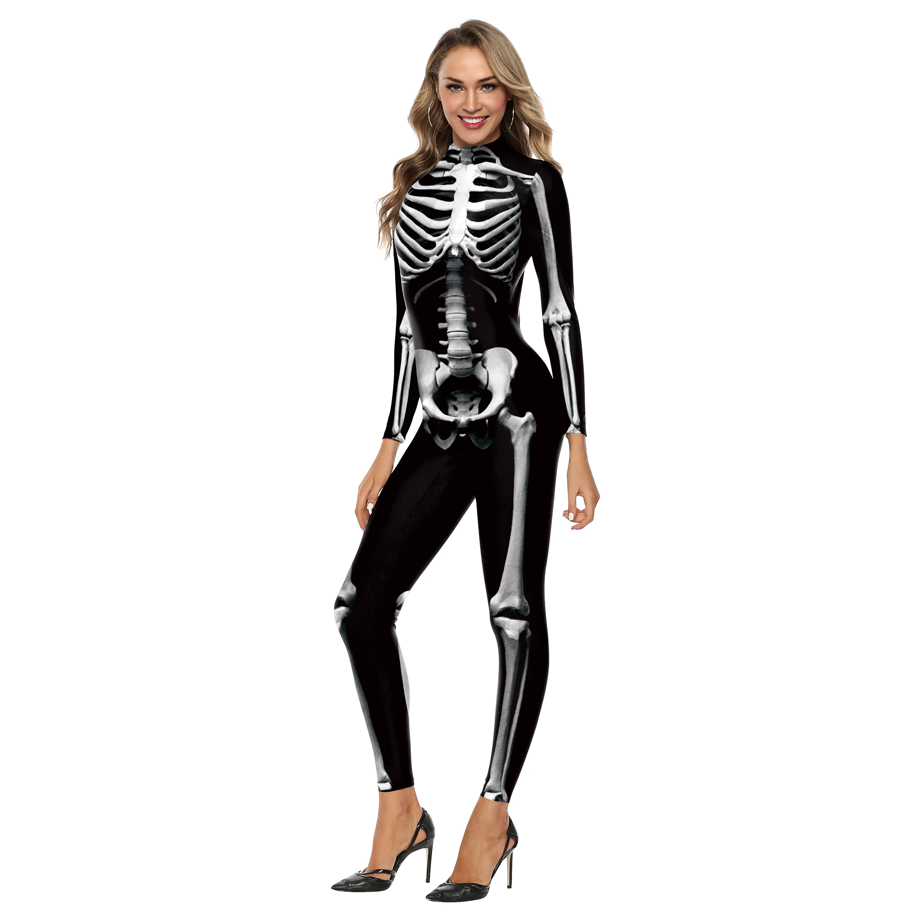 [You're My Secret] Halloween Women Adult Cosplay Jumpsuit Skeleton Bodysuit Female Zombies Party Outfit Sexy Zentai Costumes
