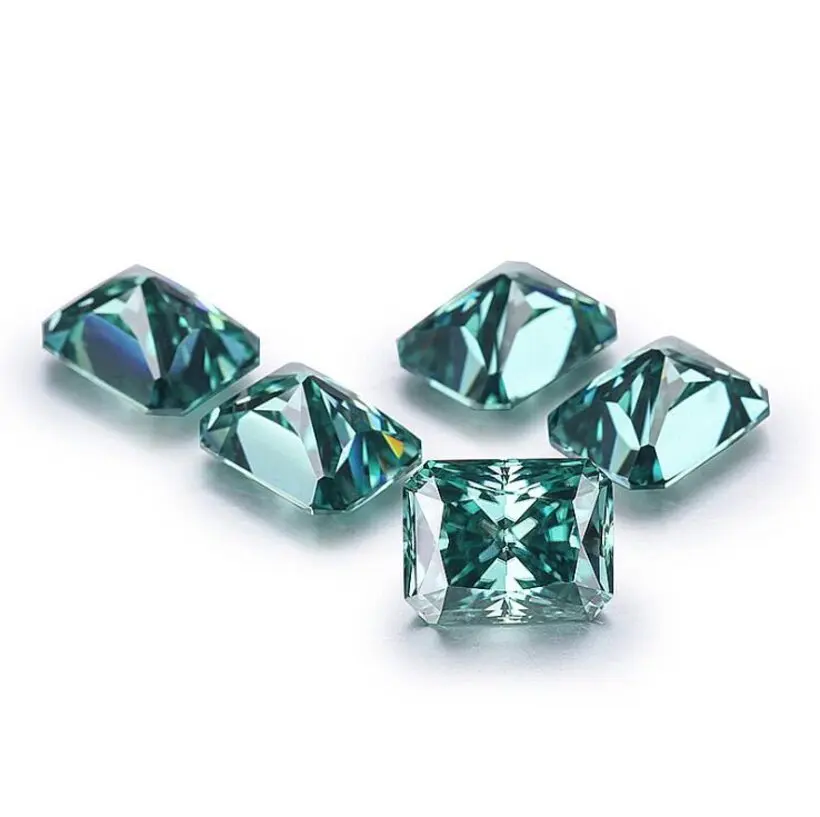 synthetic Moissanite Stone with GRA Certificate Loose Green Color Radiant Cut   Free Shipping  for Women Jewelry Ring Making