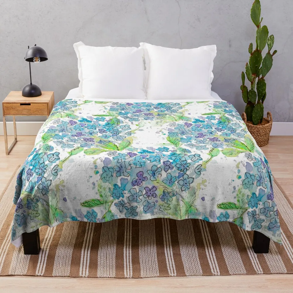 

Hydrangeas Watercolour Throw Blanket Soft Big Blanket