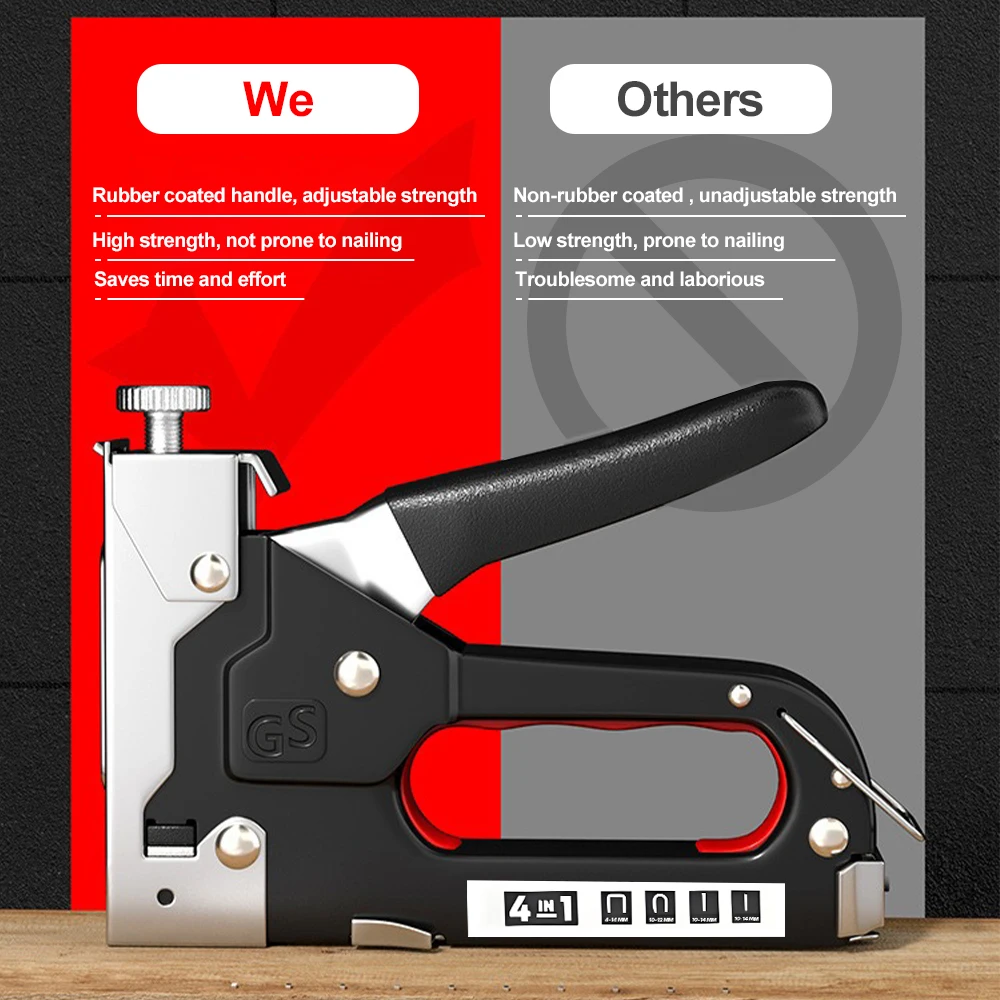 Nailing Gun 4 In 1 Manual Nailing Gun Construction Stapler Heavy Duty Air Nail Woodworking Special Staple Book Household DIY 600 Staple