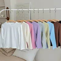 9 Colors Children's T-shirt Cotton Long Sleeve Solid Color Base Coat Leisure Wear Boys Girls Tops Kids Clothes 1