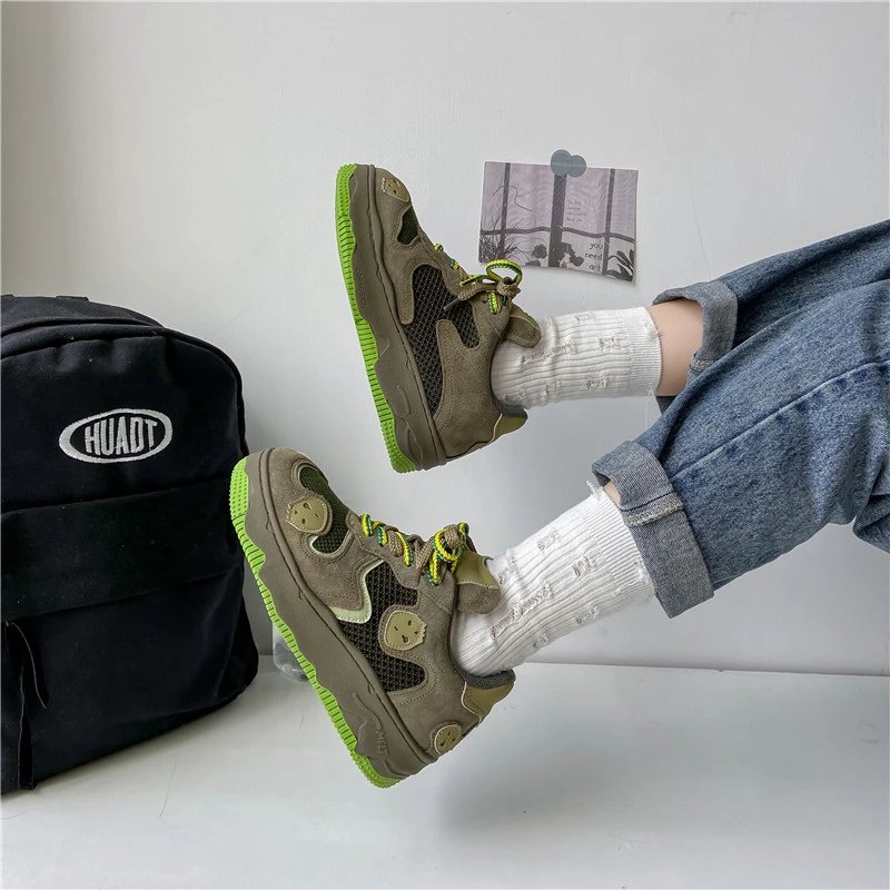 

Casual Black Sneakers Women Platform Shoes 2023 New In Green Female Sneakers Japanese Comfortable Elegant Sports Shoes for Women