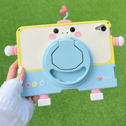 Deluxe 360 Rotating Tablet Case with Pencil Holder and Handle Stand - Floral Design for HonorPad X8a 11 inch (Robot)