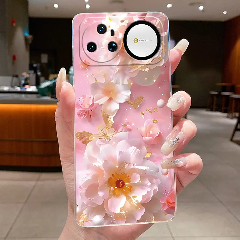 Clear Luxury Fashion Butterfly Flowers Soft TPU Phone Case
