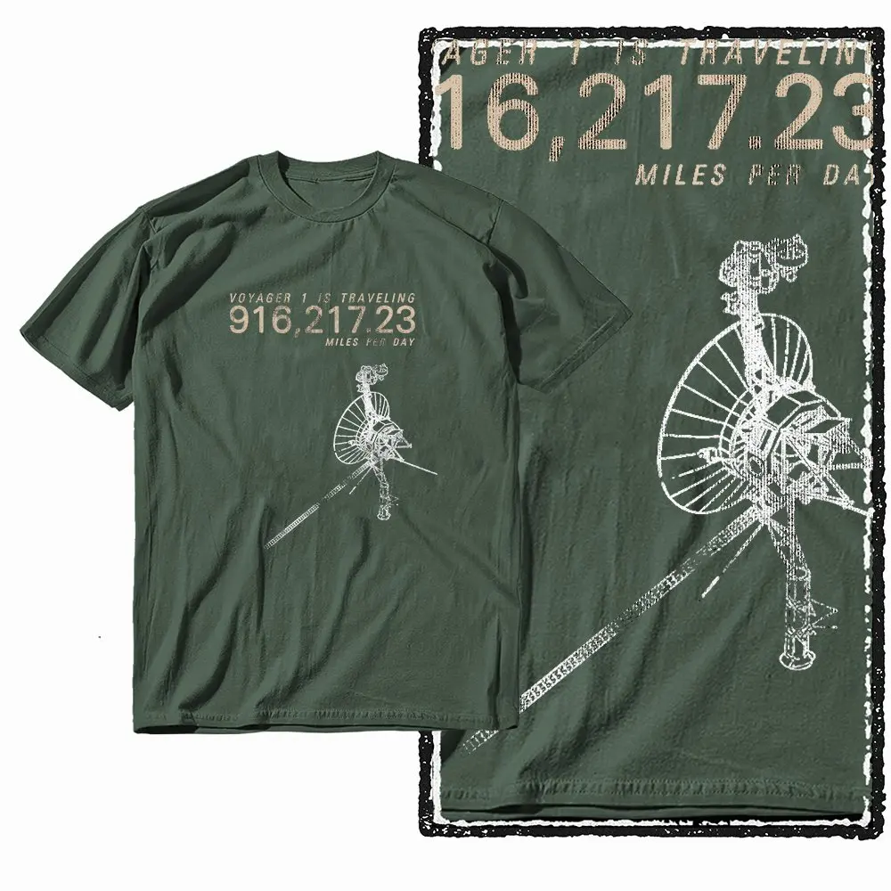 G37 Armeegrünes, großes Herren-T-Shirt aus 100 % Baumwolle mit Weltraumdruck | Streetwear Cooles Vintage O-Ausschnitt Herren T-Shirt – Detail 4