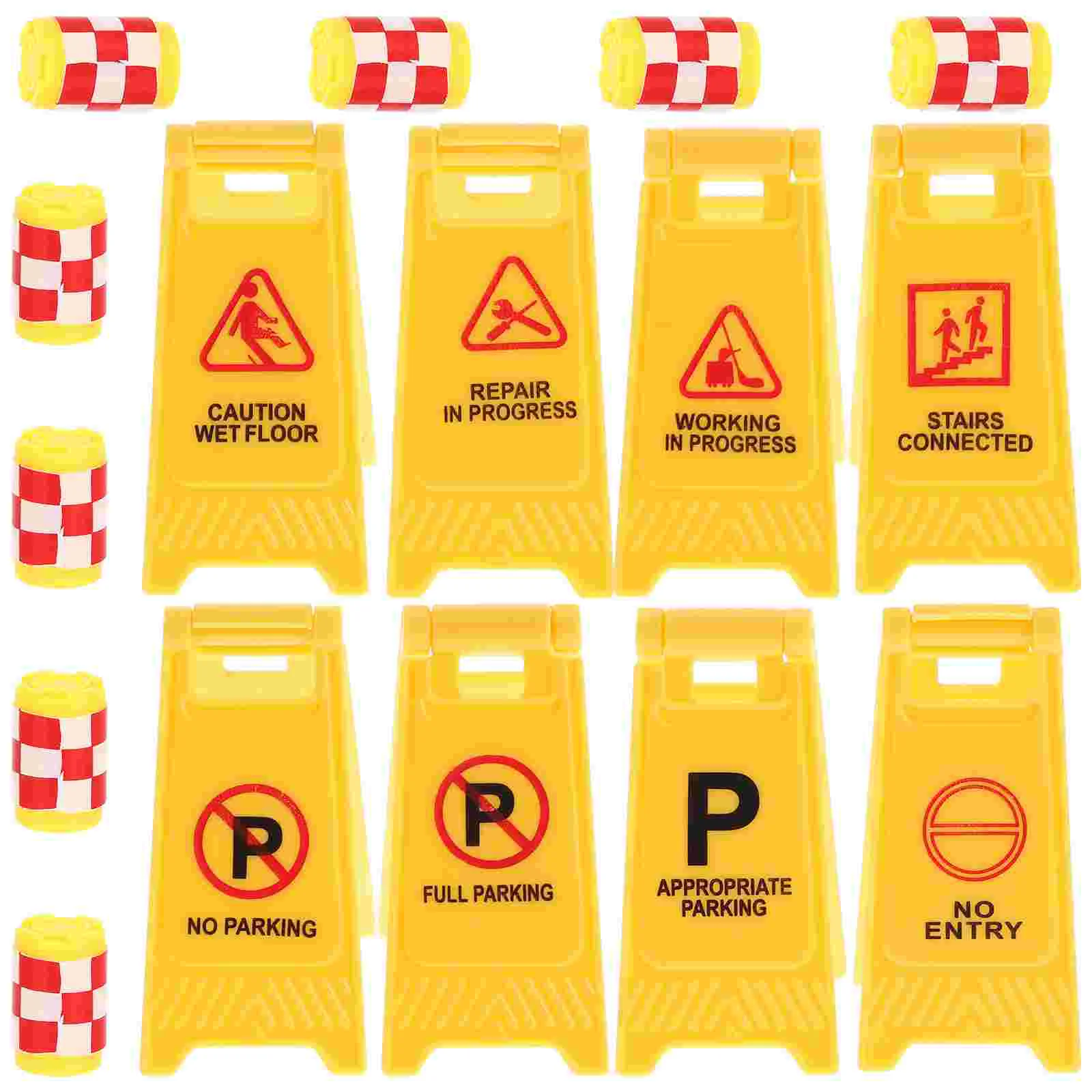 

16 Pcs Road Sign Barricade Kids Traffic Roadblock Toys Model Educational Signs Abs Barrels