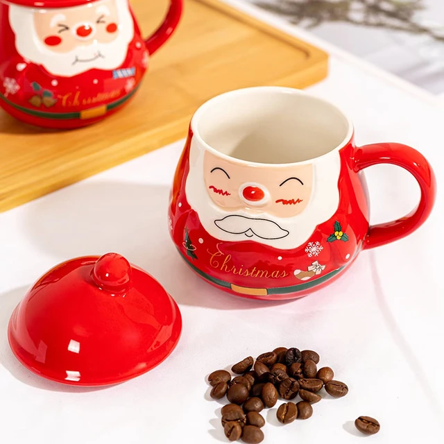 Red Coffee Mug - Ceramic - Set of 2 - Cozy Hot Tea Milk Chocolate Cocoa Holiday Mugs