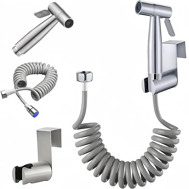 Handheld Bidet Toilet Sprayer Kit  stainless steel spray gun with 3 Way Valve，bellows Used for personal hygiene and pet bathing 2