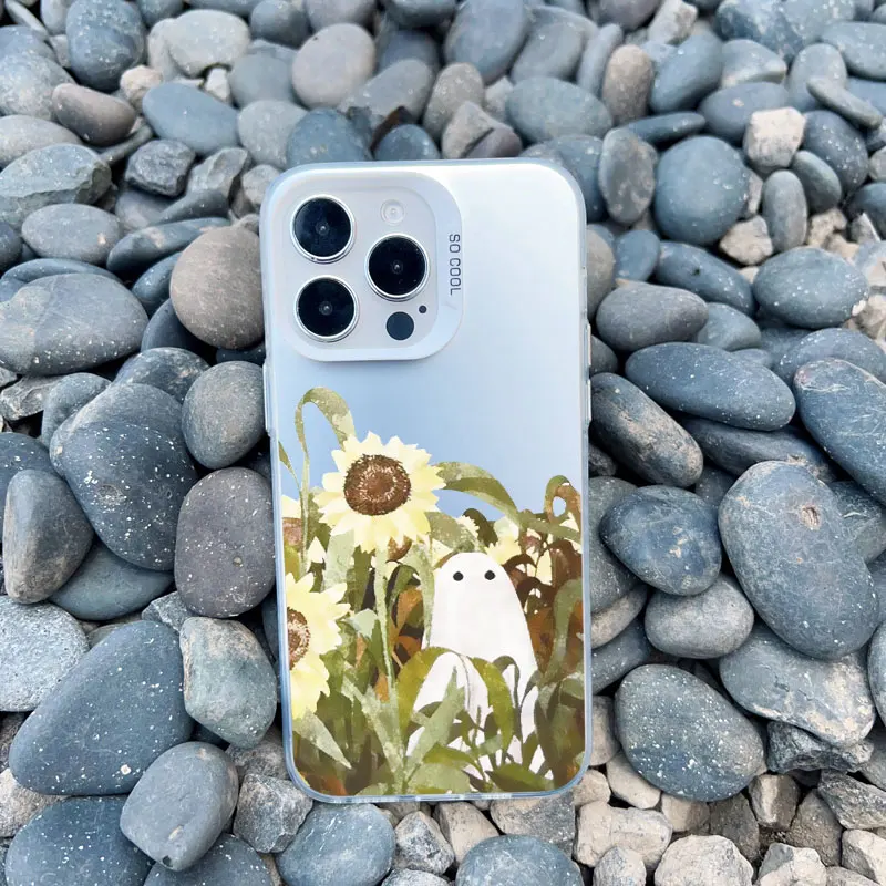 Niedliche Geister-Handyhülle für iPhone 17 16 15 14 Plus Pro Max 13 12 11 Pro Max Mini Stoßfeste Matte Laser-Schutzhülle Fundas – Detail 2