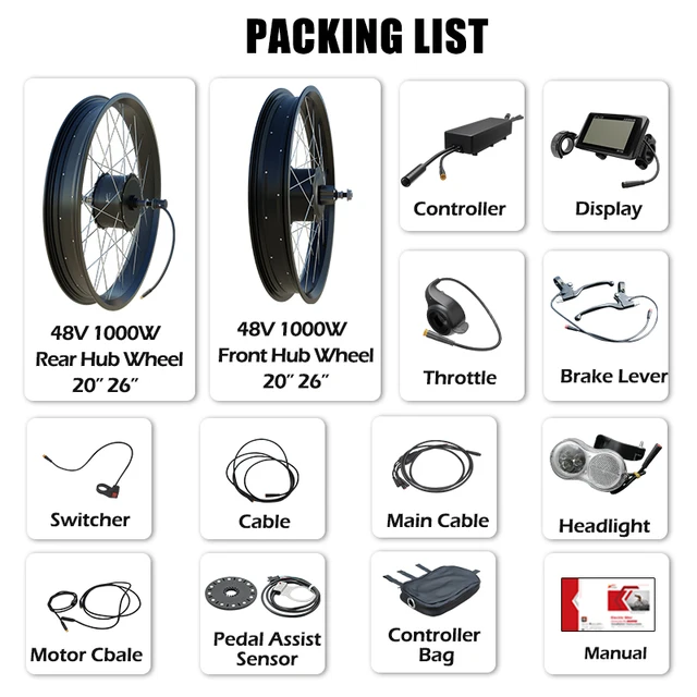 Ebike Conversion Kit 20 Inch Electric Bicycle Conversion Kit 48V