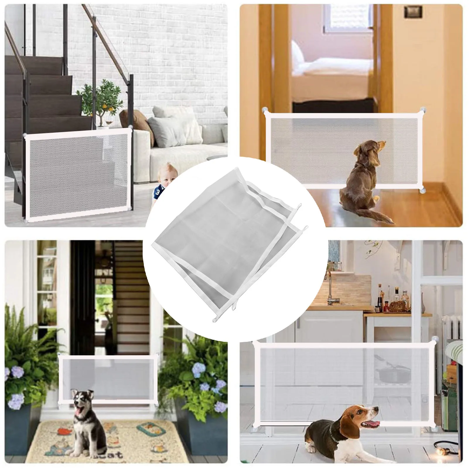Child Safety Gate Mesh Gate No Drilling Foldable Portable Mesh Baby Dog Safety Fence for Doorway Stairway Stair