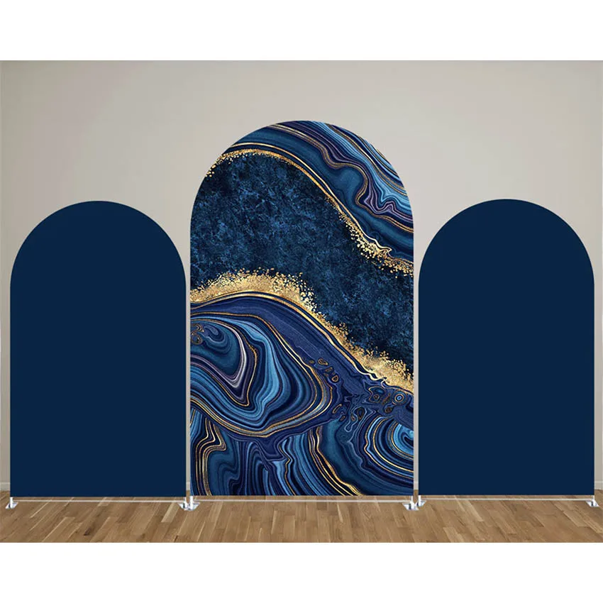 Mehofond 2-Sided Dark Blue Marble Birthday Party Wedding Bridal Shower Cover Chiara Arch Background Decor Backdrop Photo