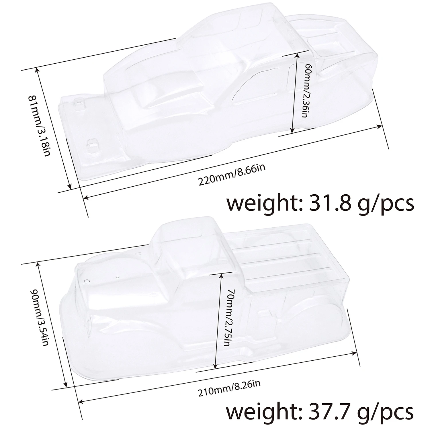 Coque Polycarbonate 1:24 pour Axial SCX24 - Blanc/Jaune