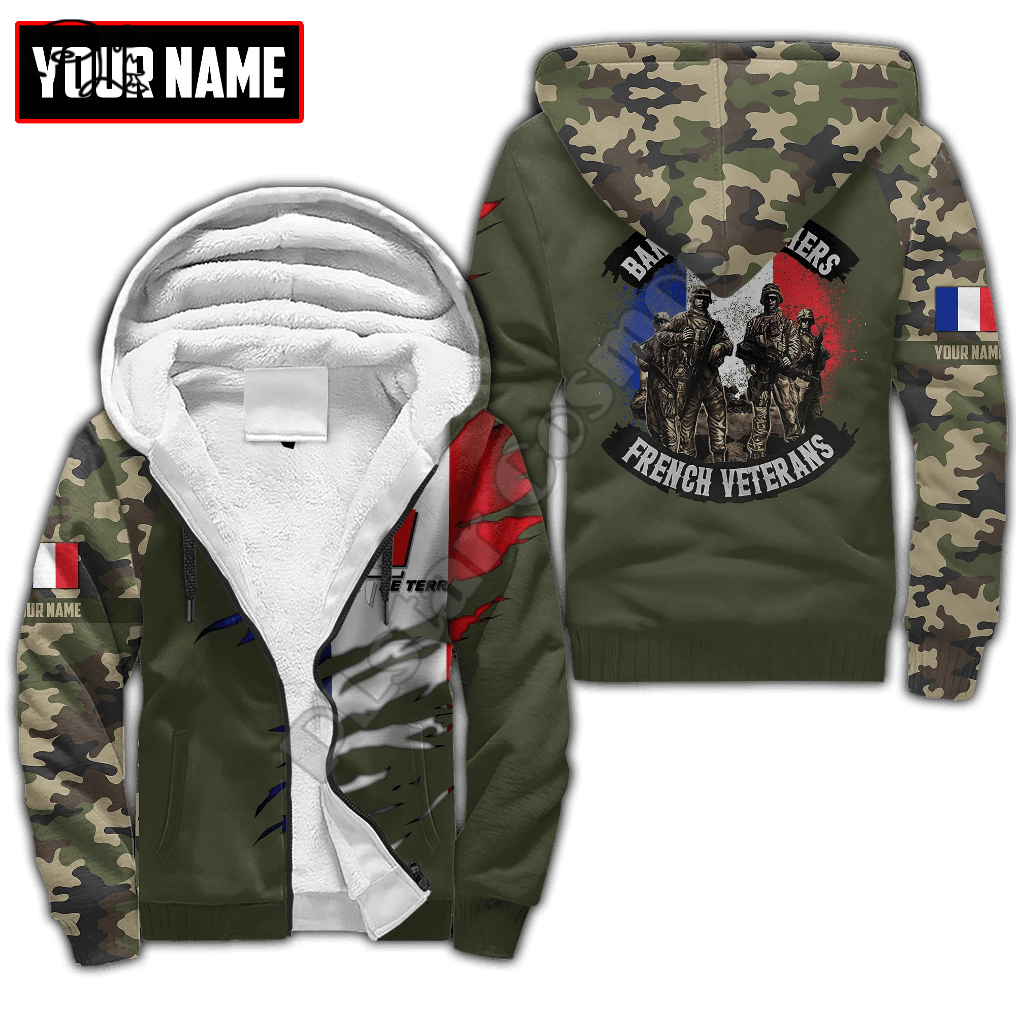 

PLstar Cosmos France Republic 3D Print Fashion Winter Clothing Casual Warm Hood Thick Coat Zipper Man Fleece Hoodies Jacket F36