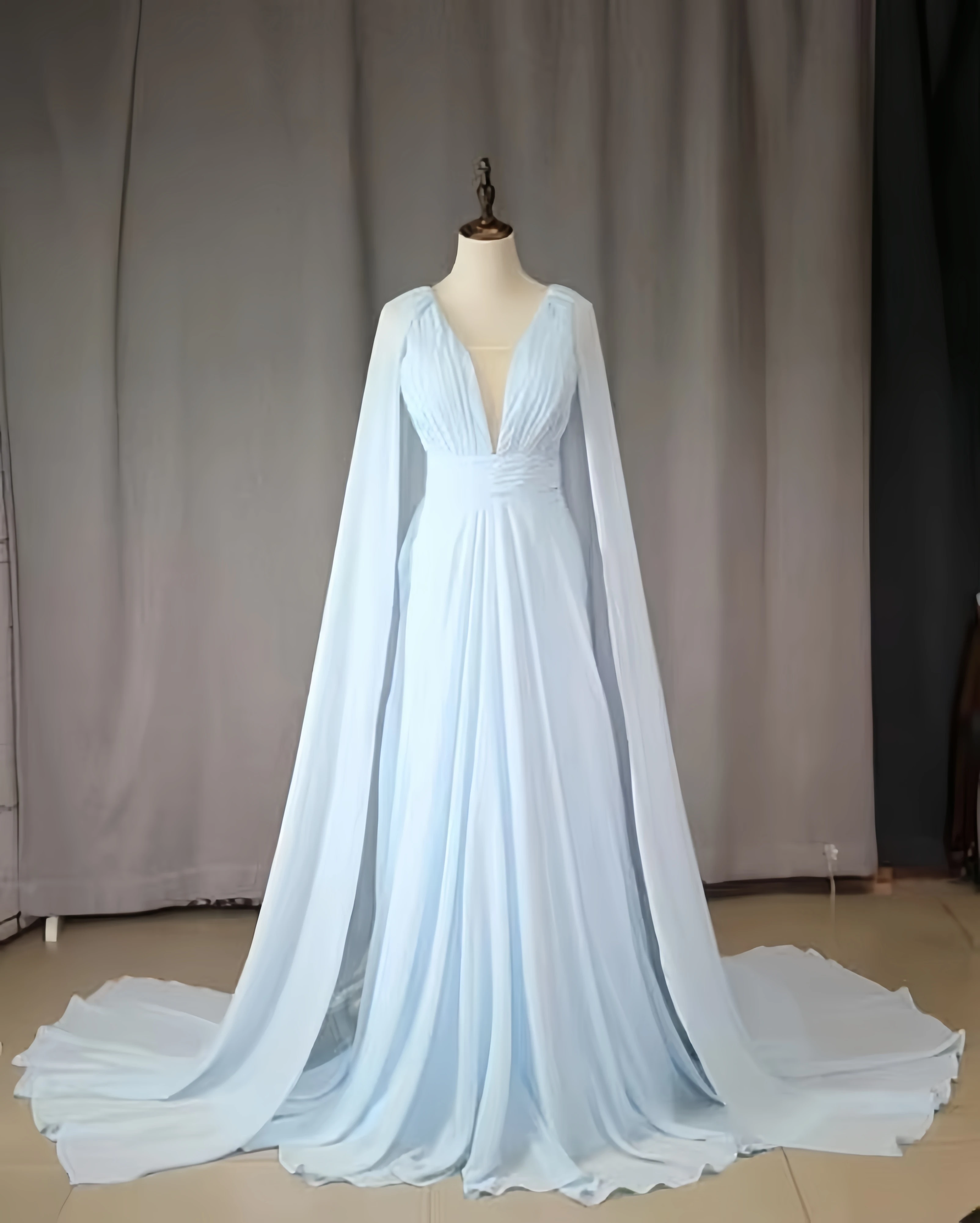 TSxuelian Floor Length Mother of Bride Women's Long Bridesmaid Dresses with Sleeves Pleated Chiffon V-Neck Formal Evening Dress mother bride dresses
