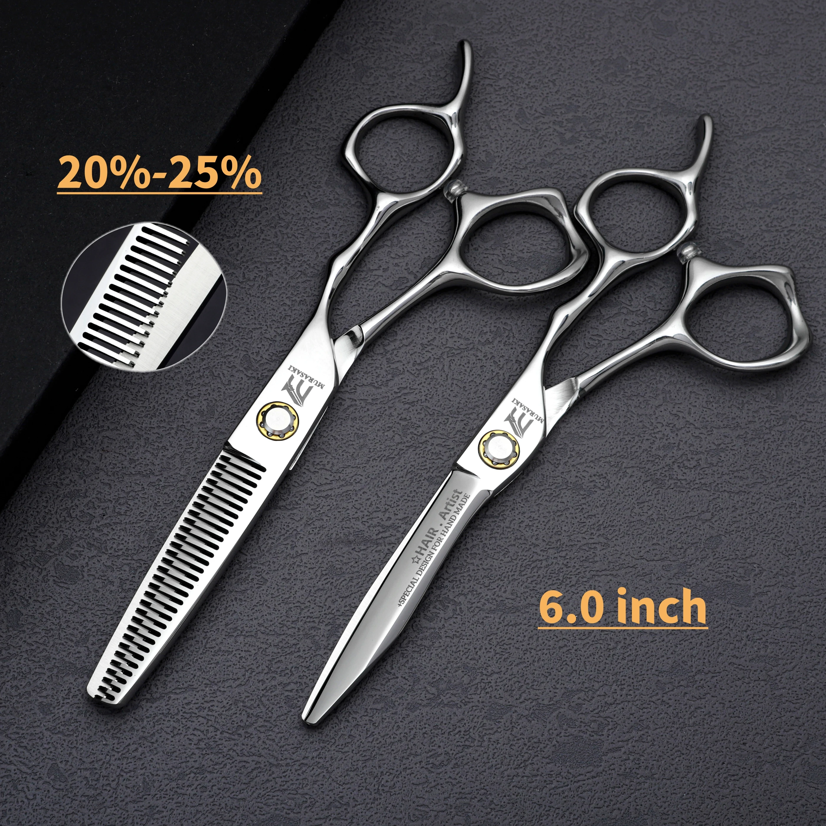 Professionelle Friseurscheren, Set aus 6 Zoll 440C Stahl-Haarschneidescheren, scharfes und langlebiges Friseursalon-Zubehör – Detail 6