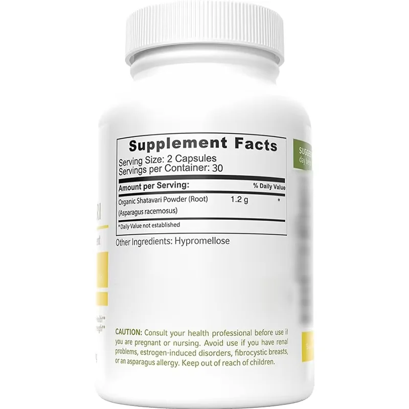 Natural Shatavari powder extract 60 capsules asparagus root grass vegetarian capsules dietary supplement