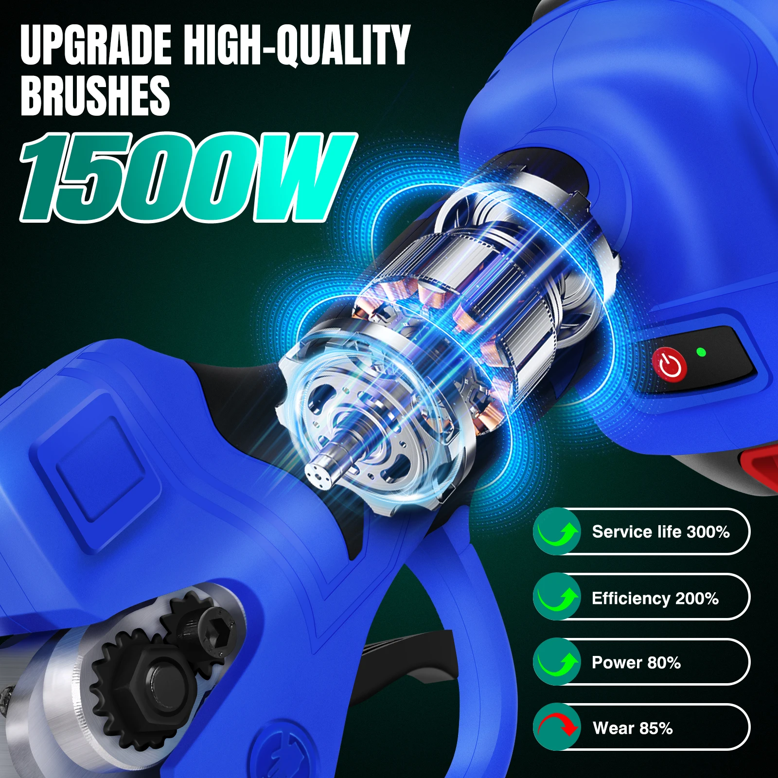 21V Brushless Electric Garden Secateurs Cordless Pruning Shears with 2 x 1.5Ah Rechargeable Batteries