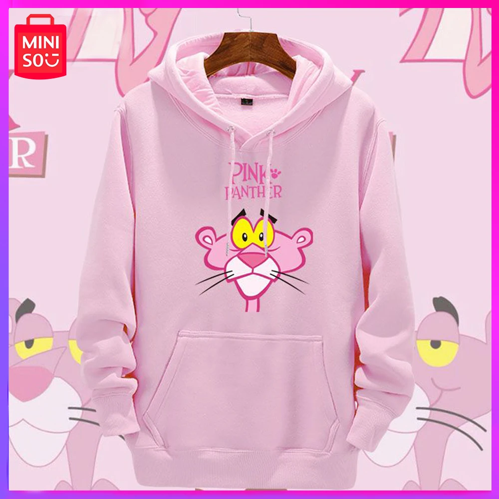 

Miniso Pink Panther Hoodie with Fleece Jacket for Male and Female Couples Hoodies Are Soft and Comfortable for Christmas Wear