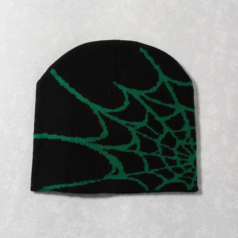 Stricken Spinnennetz Design Hut Skullies Beanies für Männer Frauen Pullover Pile Cap Y2k Goth Warme Beanie Hüte Neue Hip-hop Street Cap – Detail 12