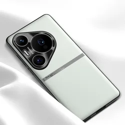 Elegant Liquid Leather Case with Nickel-Plated Accent Ribbon for Mate 60 RS Ultimate (GRAY)