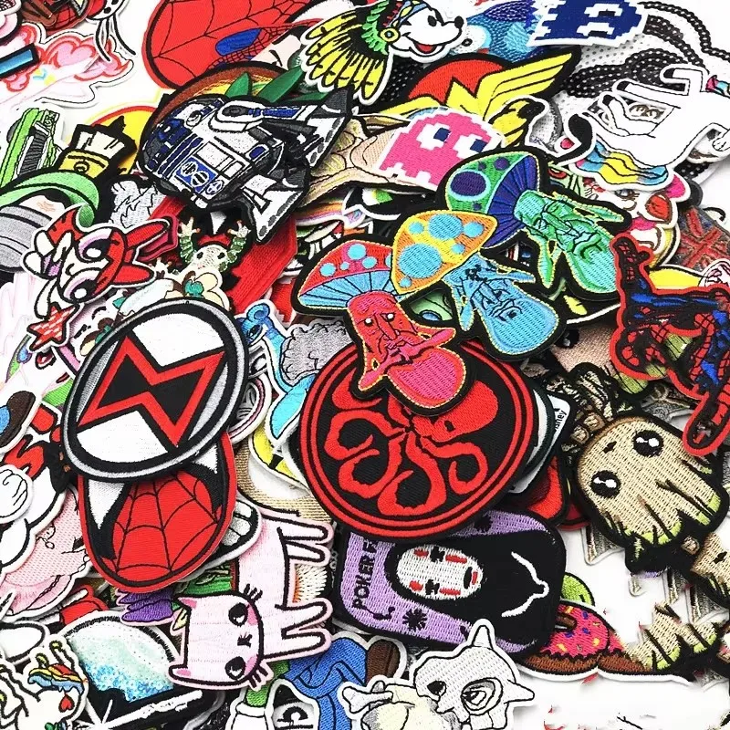 Colorful cartoon & animal iron-on patch set – 10 to 100pcs mixed embroidered appliques for DIY clothing & crafts