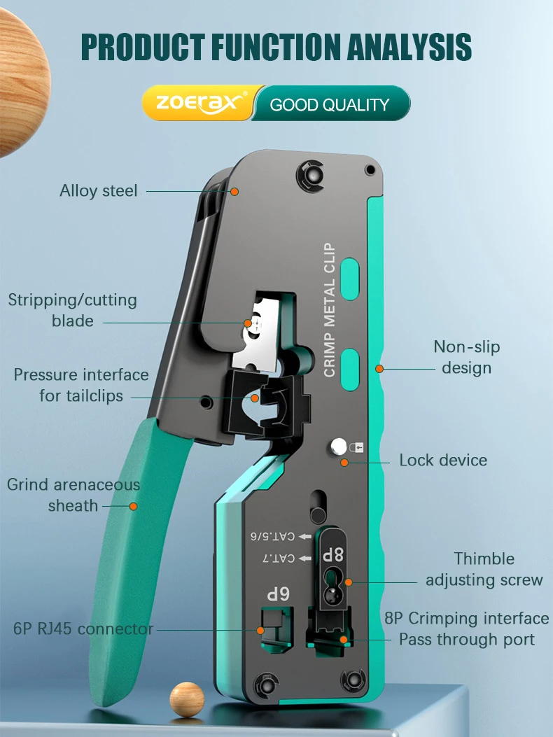 conectores crimper fio stripper cortador de fio para cat5 cat5e cat6 cat6a 7