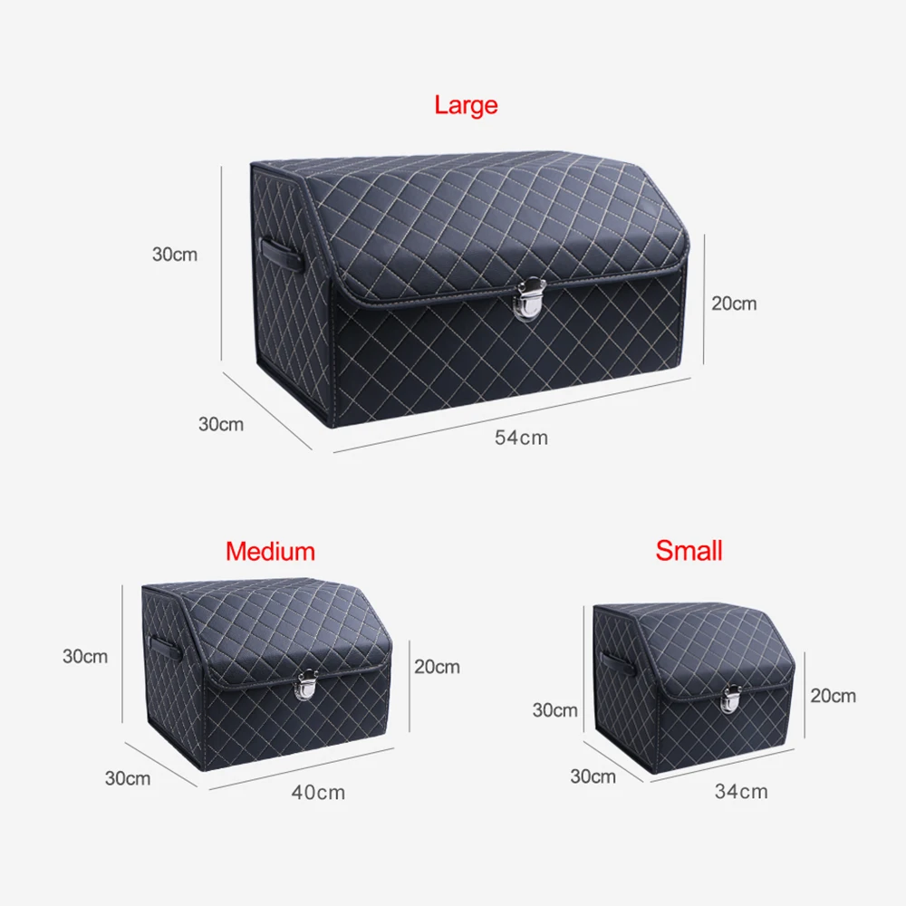 Collapsible Car Trunk Storage Bag Organizer with Lid Portable Car Storage Stowing  Tidying PU Leather Auto Trunk Box Organizer - Price history & Review