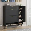 Shoe Rack Cabinet, Free Standing Shoes Storage Organizer Cabinet with 2 Flip Drawers, Entryway Narrow Shoe Rack Storage 5