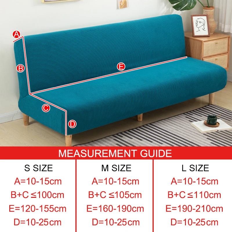 Armless Sofa Bed Slipcover Couch Cover Without Armrests Stretch Folding Futon Cover Dust-proof Elastic Removable Fundas Sofa 2