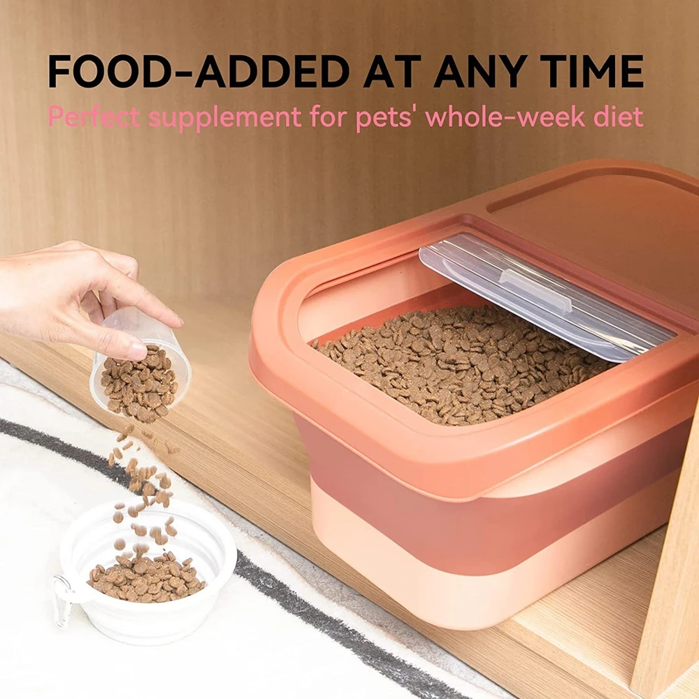 13LB Pet Dog Food Storage Container Collapsible Cat Food Container With Lids Sealing Box Kitchen Folding Grain Rice Barrel Box