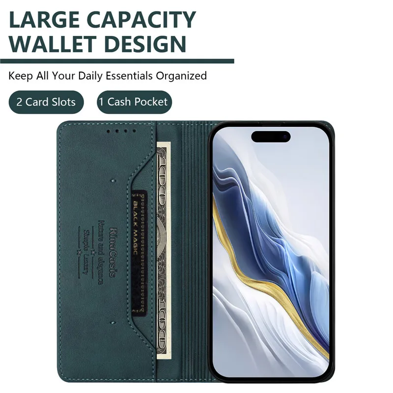 Retro Leather Anti-Theft Wallet Flip Case with Magnetic Hasp and Card Slot