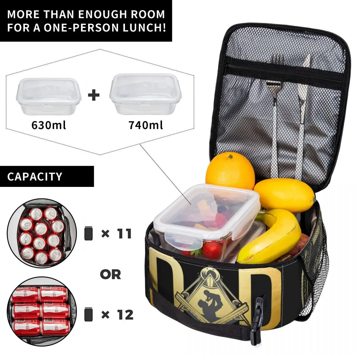 Masonic Dad Freemasonry Thermal Insulated Lunch Bags Women Father's Day Freemason Portable Lunch Tote Multifunction Food Box