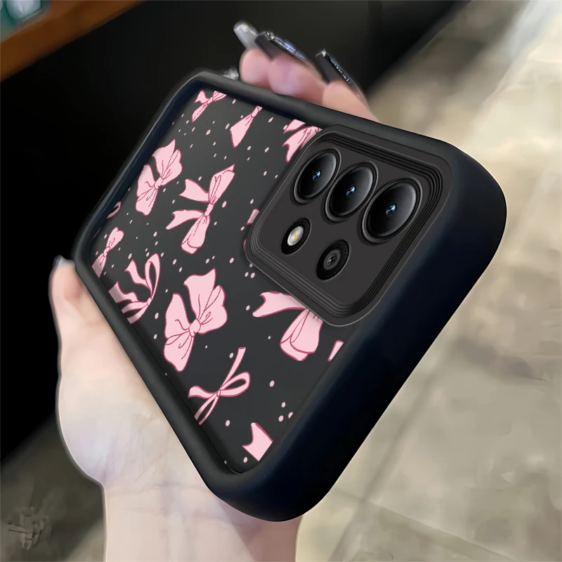 Chic Pink Bow Silicone Phone Case - Cute Korea-Inspired Anti-Drop Cover