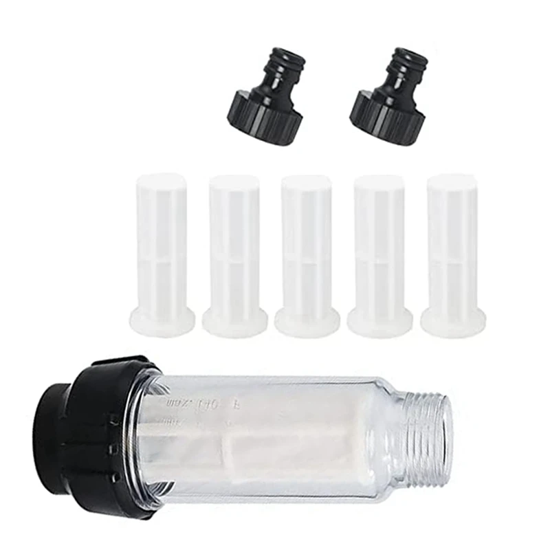 Water filter garden hose Water filter garden hose 3/4 Inch water pre-filter filter set with 5 inserts + 2 quick adapters