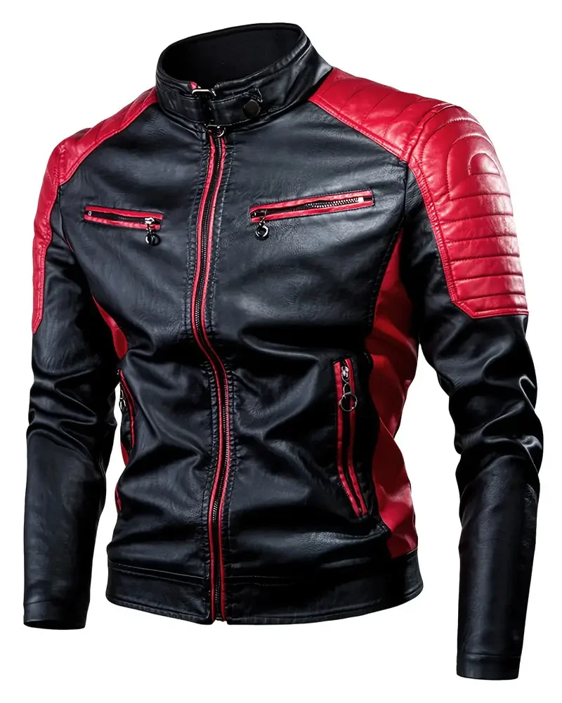 

Men's Casual Faux Leather Jacket Stylish Vintage PU Leather Zip Up Motorcycle Jacket Best Sellers Male leather jacket