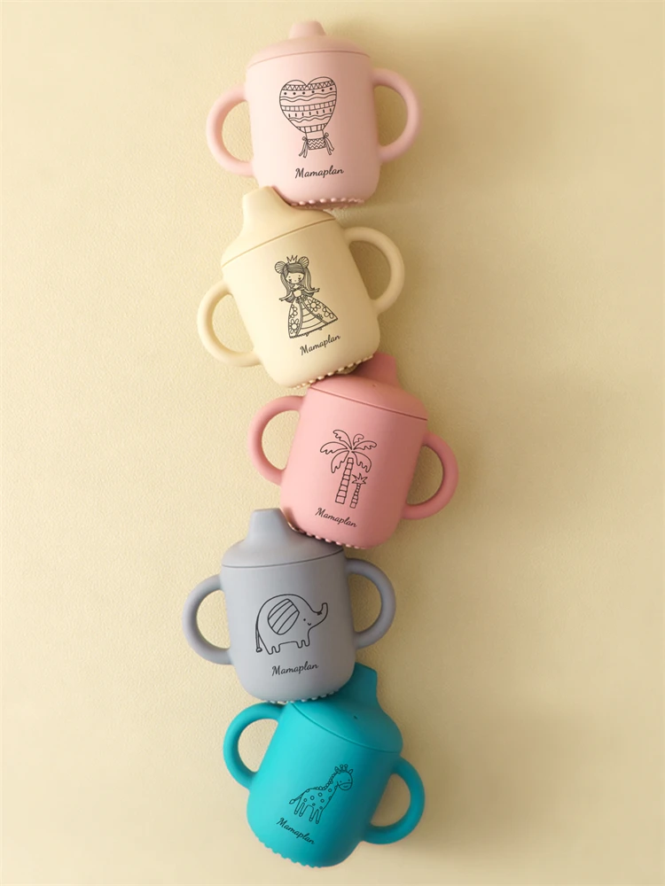 1PC Personalized Silicone Baby Cup BPA Free Leak-Proof Non-Slip Feeding Cup for 6M+ Infants Custom Name Design Baby Stuff 4