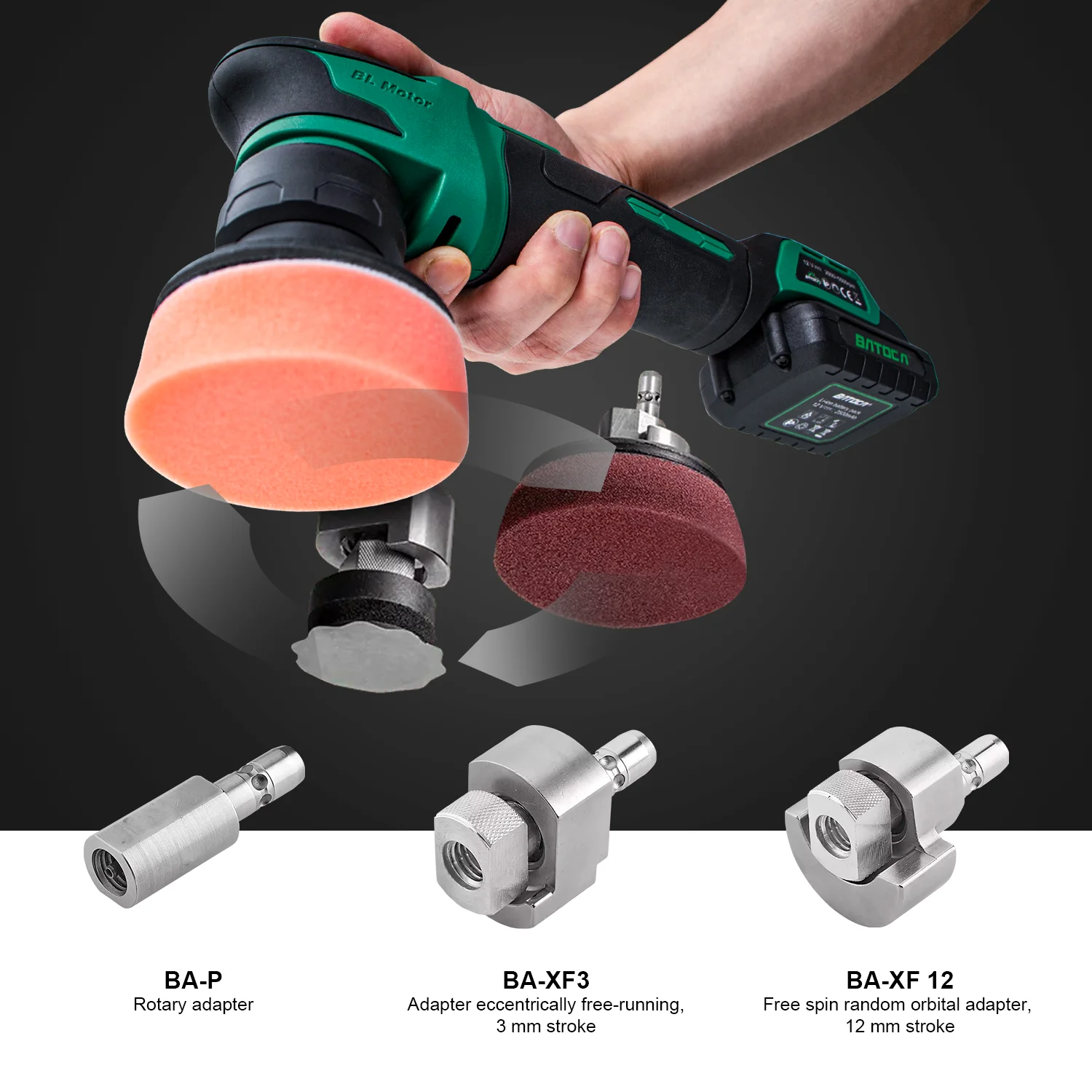 BATOCA S4 cordless autó polisher Mali Nano Szikratávirát polírozó gépi készlet Élősövény Aprópénz Gazdag koncentrátum brushless motoros 3/12mm Orbitális