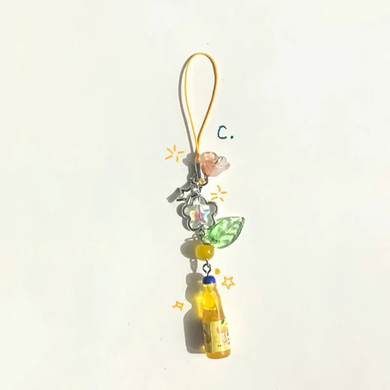 брелок ручної роботи з бісеру в японському стилі «Ромуне»: Напої, телефонні підвіски Y2k