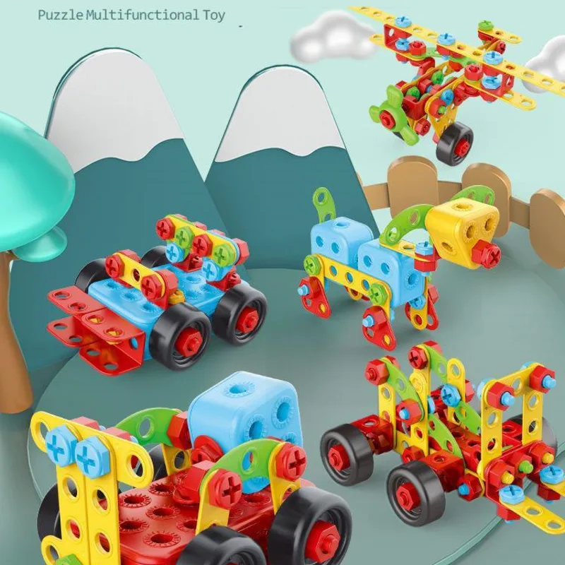 Drilling Screw 3D Creative Mosaic Creative Cartoons 3D Puzzle Toys Children Building DIY Electric Drill Set Educational Toy building block toy assemble toy mosaic puzzle toys electric drill toy