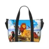 Custom King Lion Beach Tote Bag Women Hakuna Matata Large Compartment Gym Beach Travel Bags 1