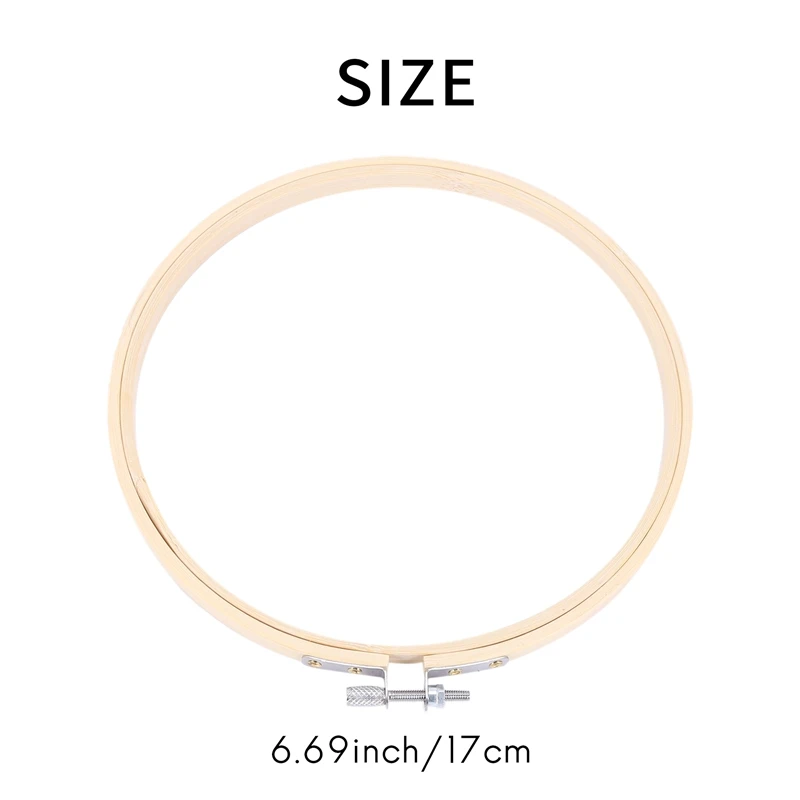 AAAC-10 Pieces 6.7Inch 17Cm Round Wooden Embroidery Hoops Set Bulk Adjustable Bamboo Circle Cross Stitch Hoop Ring